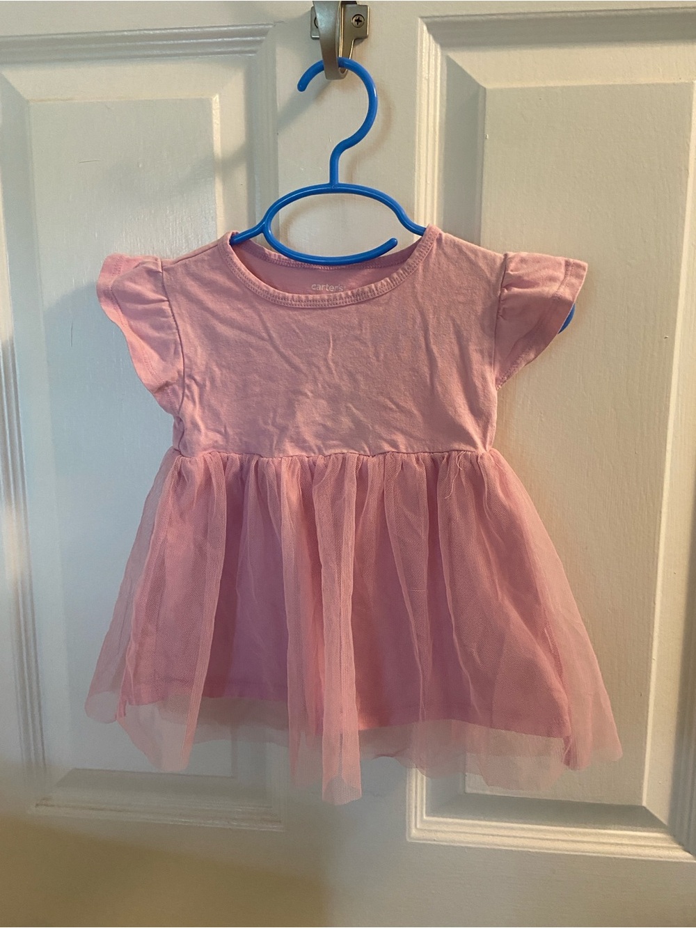 Carter's Light Pink Tulle Skirt Baby Dress - Short Sleeve